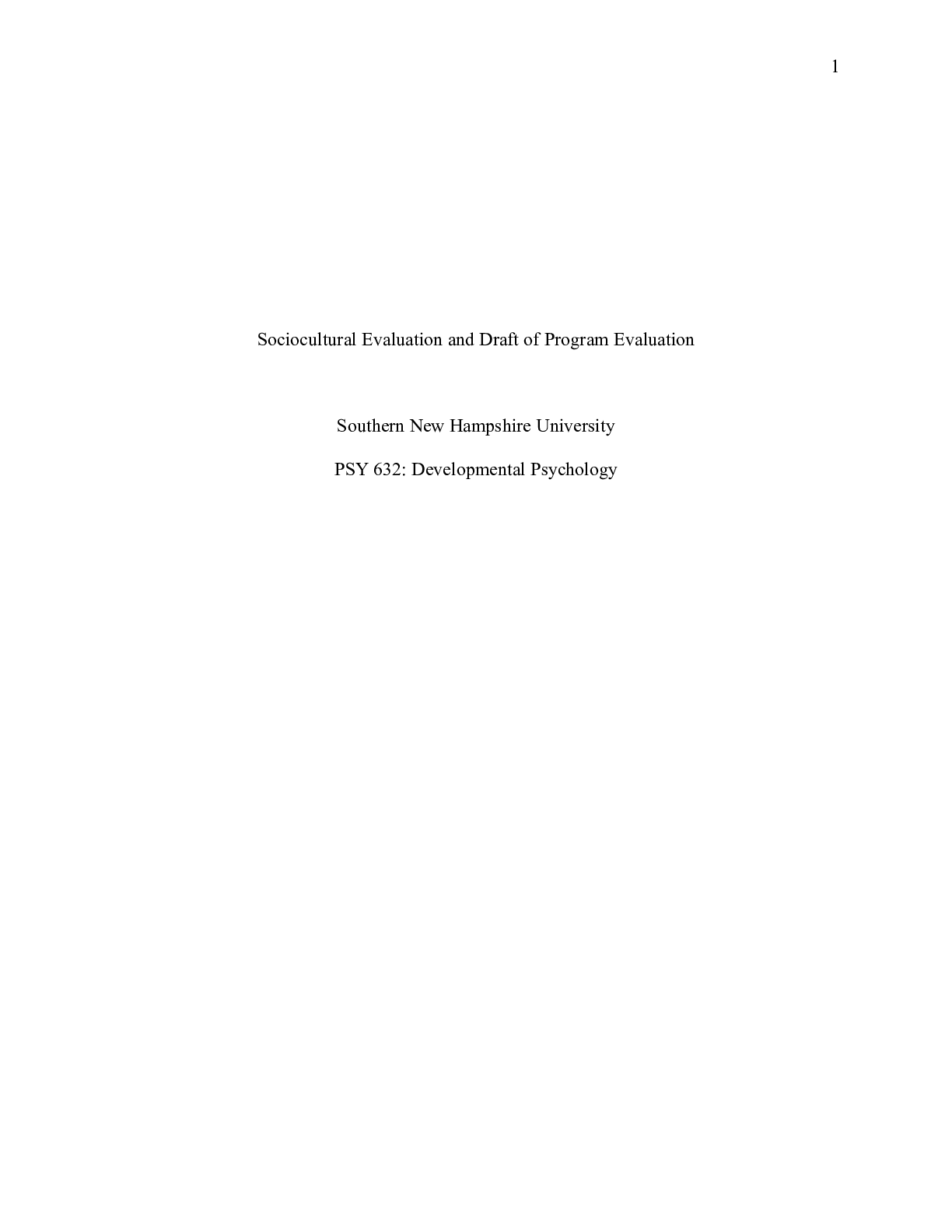 Preview image for Milestone 3|    Sociocultural Evaluation and Draft of Program Evaluation  Southern New